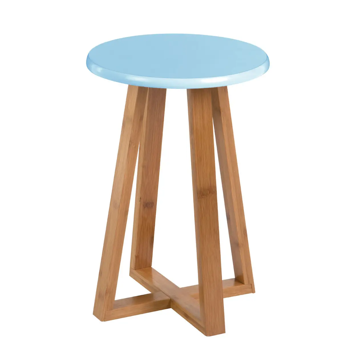 Premier Housewares stabiler, rundes Hocker aus blau und natrlichem Bambus,  industrieller Barhocker frs Frhstck, robustes Frhstckshocker |  Bartische & Barhocker | Joybuy