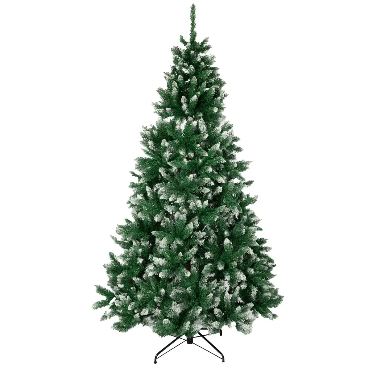 Beschneiter künstlicher Weihnachtsbaum aus PVC, realistische Nadeln, Klappzweige und stabiler Metallständer, geruchlos und flammhemmend 180CM | Weihnachten