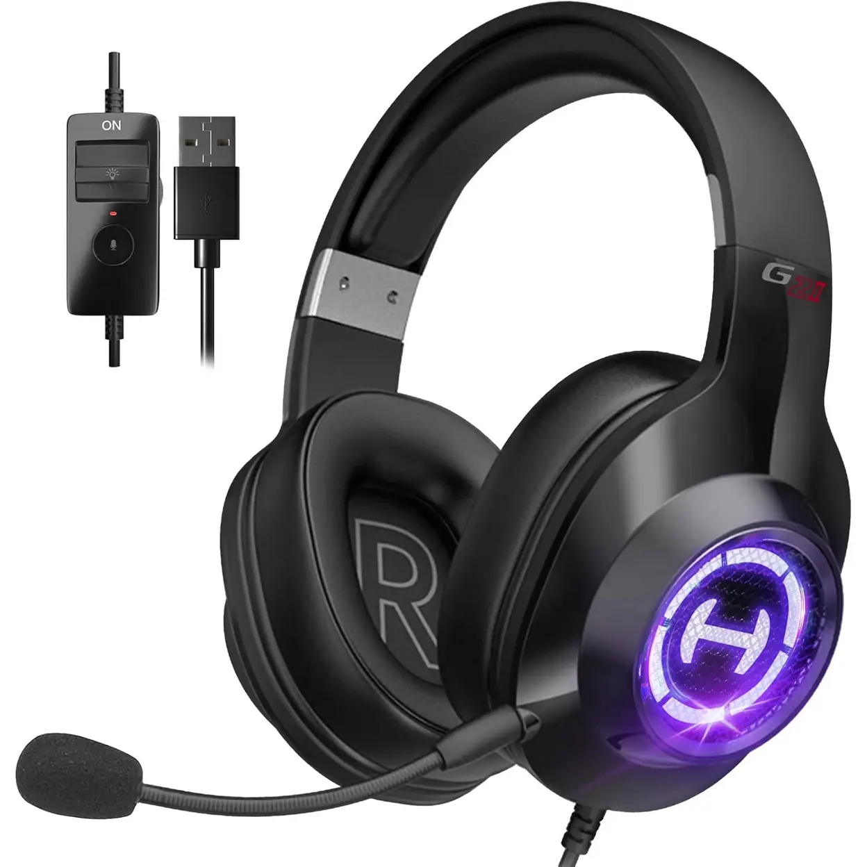 Edifier G2II Gaming Headset for PC PS4 USB Wired Gaming Headphones with 7.1 Surround Sound with Noise Canceling Microphone and RGB Light 50mm Driver Compatible with Mac Desktop PC-black