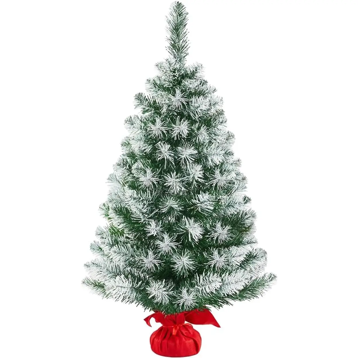 Yaheetech künstlicher Mini-Weihnachtsbaum 3 Fuß, mattiert, mit Zementsockel, tragbarer Weihnachtsbaum, Feiertagsdekoration, Grün | Weihnachten