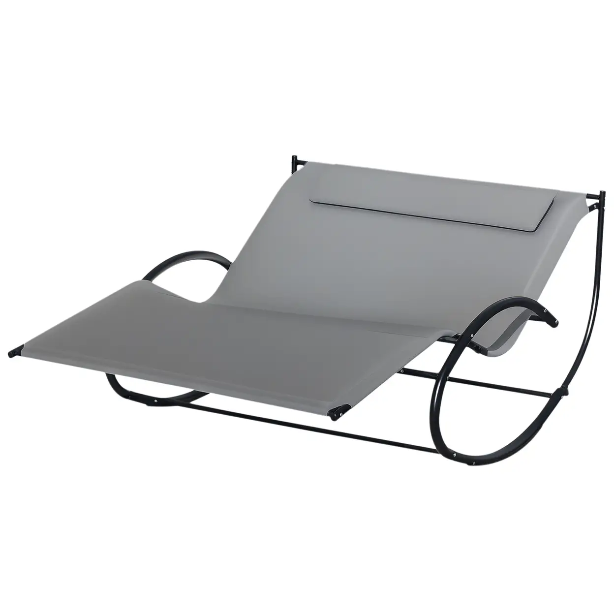 Outdoor Rocking Daybed Outsunny Double Sun Lounger, Rocking Lounger Sunbed Daybed with Armrest ...
