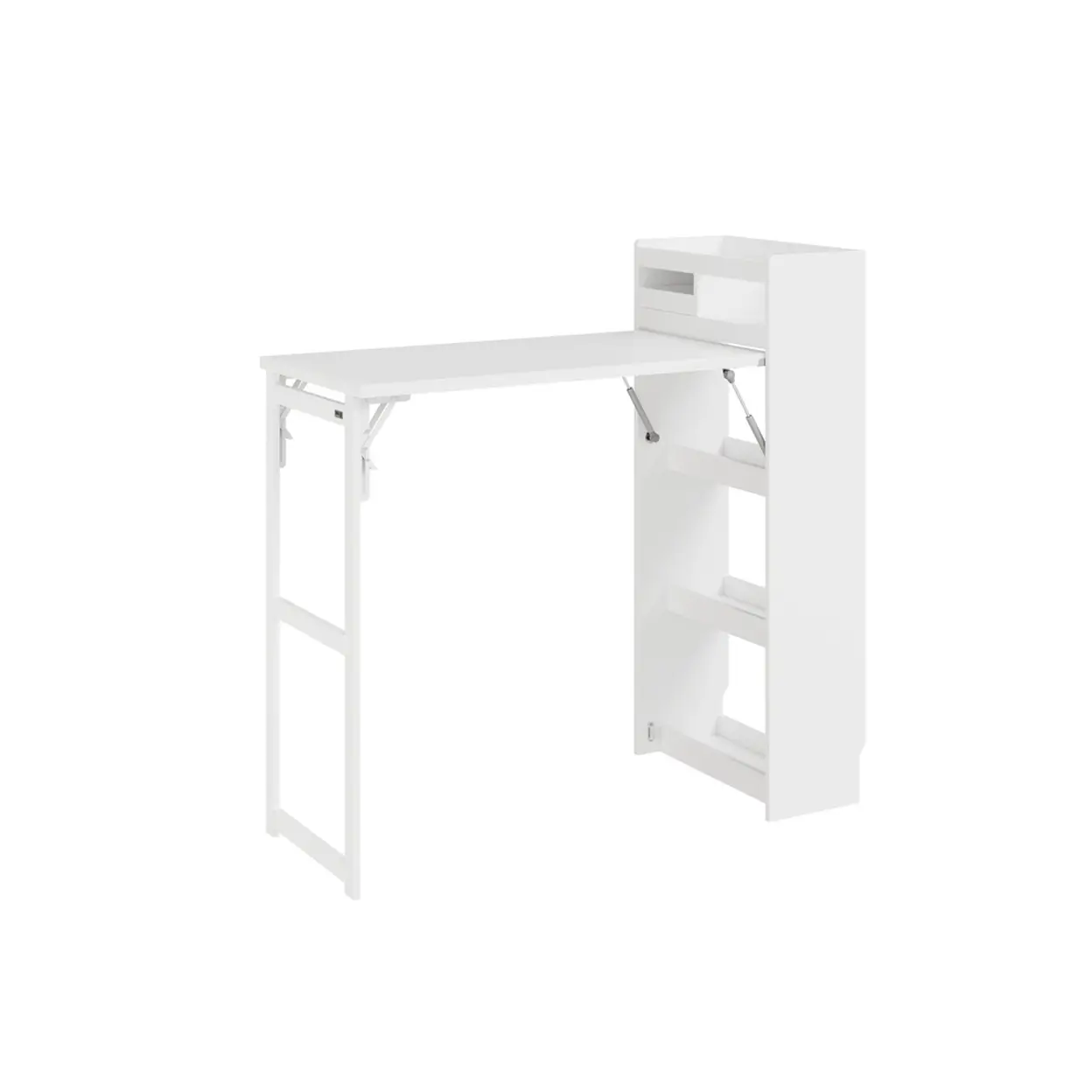 SoBuy Küchenwagen mit Frühstückstheke und klappbarer Arbeitsfläche, Weiß, 3 Regalböden, FWT115-W White | Küchenwagen & Servierwagen