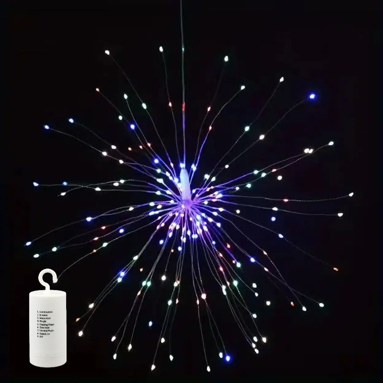 M.TK Hängende LED-Sternenlicht-Feuerwerkslampe, 90 LEDs, bunte batteriebetriebene Beleuchtung für Weihnachten, Außenbereich, Terrasse, Garten | Spezial- & Dekorationsbeleuchtung