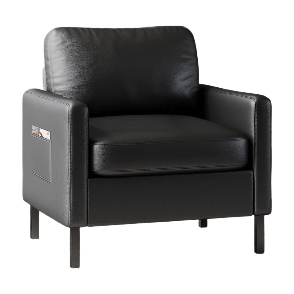 GRAVFORCE Ohrensessel Klein Kunstleder Sessel Wohnzimmer Schlafzimmer Bequemer TV-Sessel Schwarz | Sofas, Sessel & Hocker