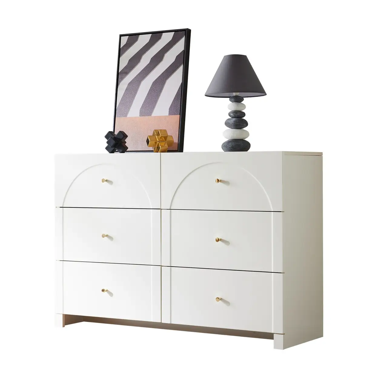 Kommode mit 6 Schubladen，Beistellschrank，für Wohnzimmer und Schlafzimmer，Weiße | Aufbewahrungs- & Vitrinenschränke