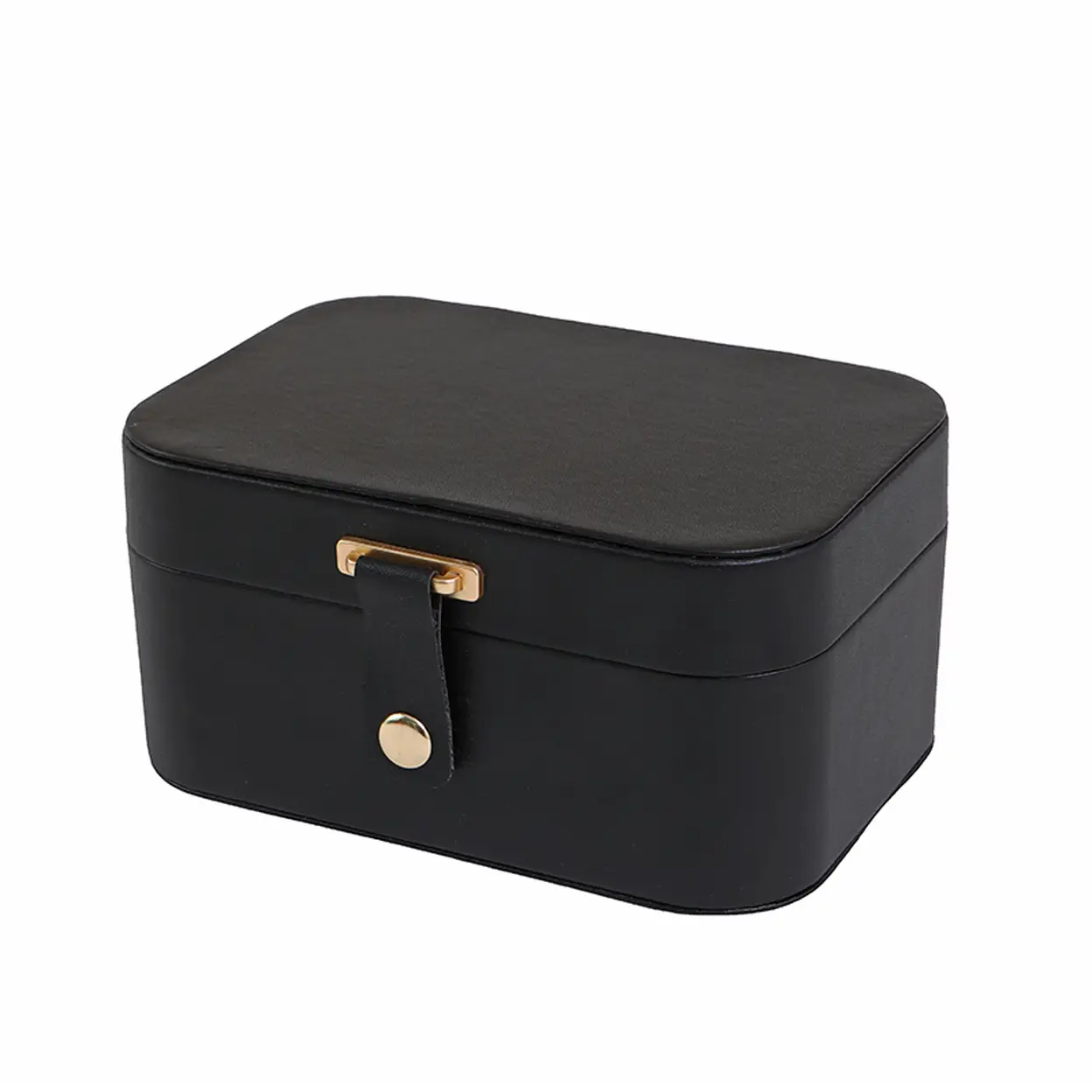 JORDAN&JUDY Mehrschichtige Schmuckschatulle, kleine Ohrringbox, Ring- Aufbewahrungsbox, Halskettenbox, Ohrring-Schmucketui – 2 Ebenen, Schwarz, Neujahrsangebot, Top-Geschenktipps | Heimaufbewahrung
