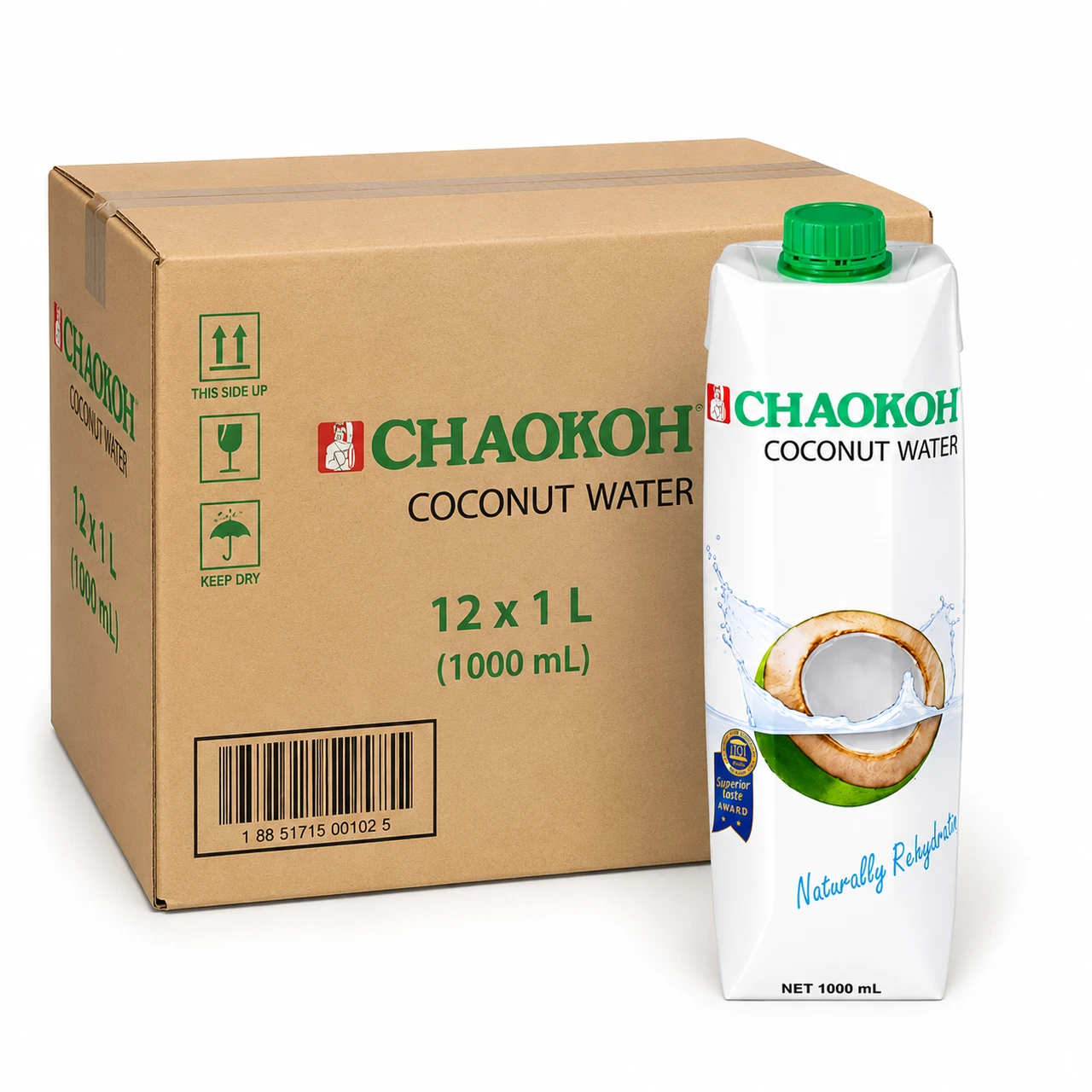 CHAOKOH俏果椰子水12×1升｜清爽椰香家庭装