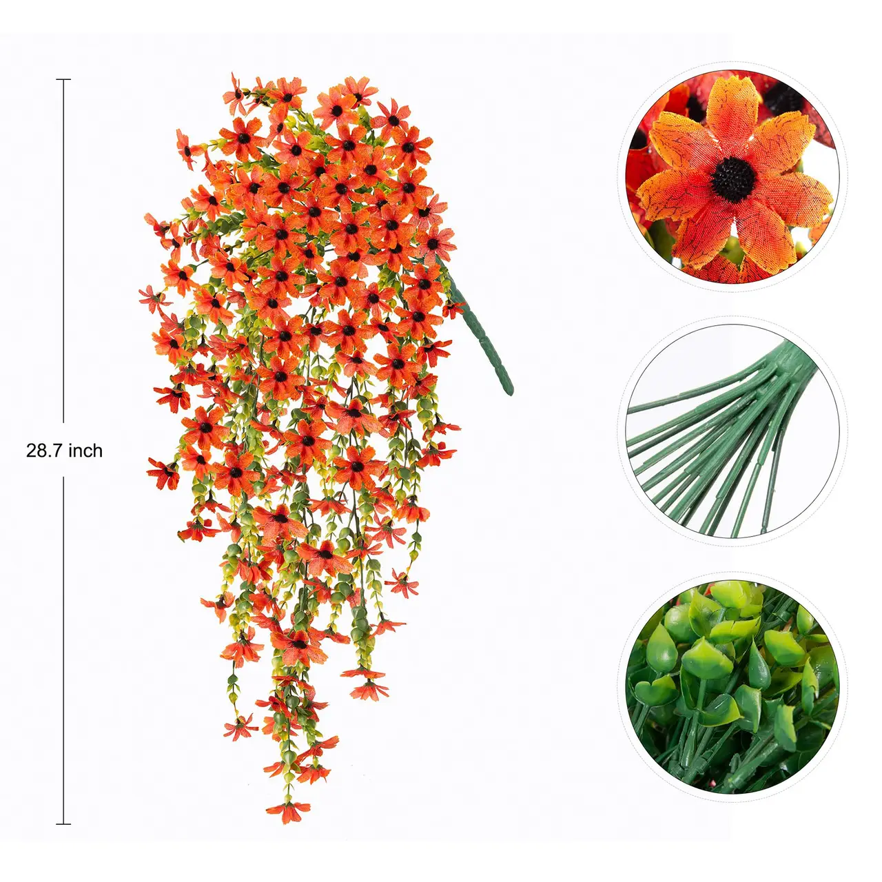 4支装72.8cm仿真挂花｜橙色彩菊尤加利户外装饰| Joybuy