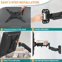 TV Wall Bracket Height Adjustable Gas Spring Arm Monitor Wall Mount for Most 23"-55" LED, LCD, OLED Flat or Curved TVs with VESA 100x100-400x400mm up to 25KG, Full Motion Corner TV Mount image 5