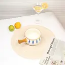 Lot de 6 sets de table ronds en polyester et coton tissé effet pailleté, diamètre de 38 cm - Beige / or image 1