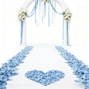 Yuejia Lot de 200 pétales de roses artificielles en soie - Bleu image 4