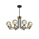 Homary 8-Light Sputnik Chandelier in Black & Gold Globe Glass Shade Included image 0