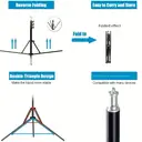 Support de Projecteur 1,6 m Trépied Pliable à l'Envers en Métal avec Support de Téléphone Mobile Intégré, Support de Sol Réglable Multifonctionnel Compatible avec Projecteur, Lumière Anneau LED, Appareils Photo DSLR, Téléphones Portables et Caméras d'Action, Idéal pour Tournage en Studio, Diffusion en Direct, Vlog et Support de Fond, Design Compact Gain de Place, Se Pliant à 40 cm image 4