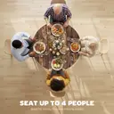 HOMCOM Dining Table for 4 People, 100 cm Round Industrial Kitchen Table with Storage Shelf, Wood Effect Tabletop, Metal Base for Kitchen, Dining Room, Living Room, Rustic Brown image 3