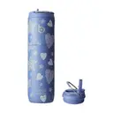 Bottle Bottle Stainless Steel Water Bottle 700ml with Straw and Lid Sports Insulated Metal Water Bottles with Handle (Denim Beats) image 0