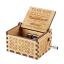 Alphynix 1pc "To My Wife" Music Box, Hand-Cranked Wooden Keepsake with Romantic Love Letter Engraving, Anniversary Gift from Husband image 1