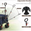 CLIPOP Festival Trolley with All-Terrain Wheels, 180L Folding Wagon with Expandable Tailgate and Adjustable Handle Large Capacity Garden Cart for Beach Camping Outdoor Blue image 2