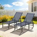 Outsunny Sun Loungers for Garden Set of 2, 5-Level Adjustable Reclining Sun Lounger Chairs, Flat Garden Lounger Sunbed with Texteline Seat, Steel Frame for Patio, Beach, Dark Blue image 8