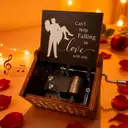 Alphynix 1pc Romantic Musical Gift, "Can't Help Falling in Love" Wooden Music Box with Couple Engraving, Anniversary Valentine's Present image 2