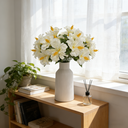 Yuejia Lot de 3 bouquets de fleurs artificielles en soie hibiscus tropical blanc - 45 cm image 0