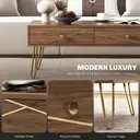 HOMCOM Coffee Table with Storage, Living Room Table with Drawers, Rectangular Tea Table with Steel Base for Home, 100 x 50 x 41 cm, Brown image 3