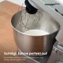 Monsga SM100 Küchenmaschine 1000W, Schwarz/Silber, 6,0L Edelstahl-Rührschüssel, Leise, mit Super-Antihaft Teflon-Knethaken (hitzebeständig bis 260°C), Schneebesen, Flachrührer & Spritzschutz, 8 Geschwindigkeitsstufen image 6