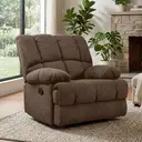 HONEYOU Oversized Rocker Recliner Chair，Overstuffed Extra Wide Rocking Recliners，Soft Big Man Manual Recliner，Extra Large Living Room Chair Up to 350 LBS，Brown image 0