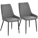 HOMCOM Set Of 2 Quilted PU Leather Dining Chairs with Metal Frame 4 Legs Foot Caps Home Seating Modern Stylish Executive Grey image 0