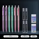 WRITECH Up Mechanical Pencil Set: 6ct Pastel Mechanical Pencils 0.7mm with 4 Tubes of HB Lead Refills and 2 Extra Erasers for Writing Drawing Sketching Drafting image 1