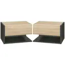 HOMCOM Floating Bedside Table Set of 2, Wall Mounted Bedside Cabinet with Drawer and Open Shelf, Modern Nightstand for Bedroom, 46 x 30 x 30 cm, Oak Tone image 0