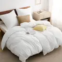 Bedsure Parure de lit 100 % polyester blanc - 2 housses 135 x 200 cm et 2 taies 80 x 80 cm image 0