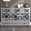 Galano Iris 3 Door Sideboard – Storage Cabinet with Drawers for Living Room, Bedroom & Kitchen, Grey image 1