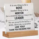 【3 € de réduction dès 10 €】Alphynix 1 pièce Plaque de reconnaissance à triple rôle, « BOSS MENTOR & LEADER LIKE YOU » Support d'affichage en acrylique avec base en bois, Cadeau parfait pour la retraite ou la promotion d'un manager image 1