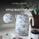 VQ Laura Ashley Retro Jug Kettle, 1.7L, Rapid Boil, Hand-Applied China Rose Print, Vintage, Stainless Steel, Blue Floral - VQSBPKK278LACR image 1