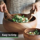 Maison by Premier Curved Shape Acacia Salad Hand Servers, Handcrafted Salad Servers, Rounded Handle Set of 2 Salad Mixers image 3