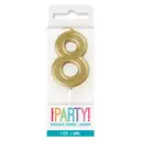 Unique Party Mini Number 8 Pick Candle, Gold image 1