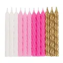 Unique Party Birthday Candles, Pink, White & Gold, 24 Pack image 2
