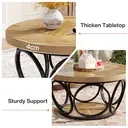 Tribesigns Round Coffee Table, 80 cm Round Wooden Table, Farmhouse Large Round Living Room Table with 2 Levels Storage, Modern Simple Brown Tea Table (Wood Grain) image 5