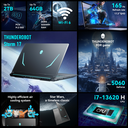 Thunderobot Storm 17 5060 Gaming Laptop， 17.3" QHD 165Hz 2K Display， Core i7-13620H， GeForce RTX 5060， 16GB DDR5 RAM， 1TB SSD， Backlit Keyboard， HDMI， Wi-Fi 6， Black image 5