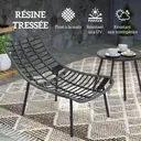 Outsunny Salon de Jardin extérieur en résine tressée 2 personnes ensemble de meubles de jardin coussins de 15 cm d'épaisseur cadres en acier pour balcon terrasse patio, gris image 3
