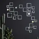 24pcs PVC mirror-finish hollowed-out rectangular acrylic stickers, self-adhesive, waterproof, removable.silver image 3