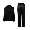 IZURIA lapel silk-like black long sleeved top and pants set  S image 1