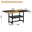 Table à manger rectangulaire style industriel 160x90x76 cm Table pour 4-6 personnes Marron/noir Étagère de rangement multifonctionnelle Pour salon/cuisine/salle à manger image 5