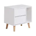 CLIPOP Modern Bedside Table with 2 Drawers and Open Side Storage Cabinet Storage Unit Nightstands White image 1