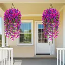 Yuejia Lot de 4 bouquets suspendus de fleurs artificielles en soie liseron violet et fuchsia - 75 cm image 4