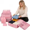 VoxorAI Pink Travel Bag/Travel Pouch/Clothing Storage Bag/Toiletry Bag - 8-Piece Travel Organizer Set image 2