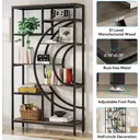 Tribesigns Geometric Bookcase 179cm Industrial Bookcase 8 Tier Bookcase Rustic Bookshelf Metal Frame Tall Freestanding Open Shelves for Living Room (Grey, 1) image 4