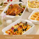 Dafuceramic Casserole Dishes for Oven, Baking Dishes, Ceramic Bakeware Sets of 4, Rectangular Baking Pan Set with Handles for Baking, Casserole, Kitchen, Wedding Gift,White image 3