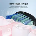 Sunluxy T5 Brosse à dents sonique électrique rechargeable avec 8 têtes de brosse et minuteur intelligent - Noir image 8