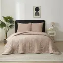 MEEALLHOME Parure de lit texturée Seersucker marron - 1 housse 155 x 220 cm et 2 taies 80 x 80 cm image 2